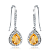 Natural Colourful Treasure Soleste Halo Pear Drop Silver Drop Earrings for Women